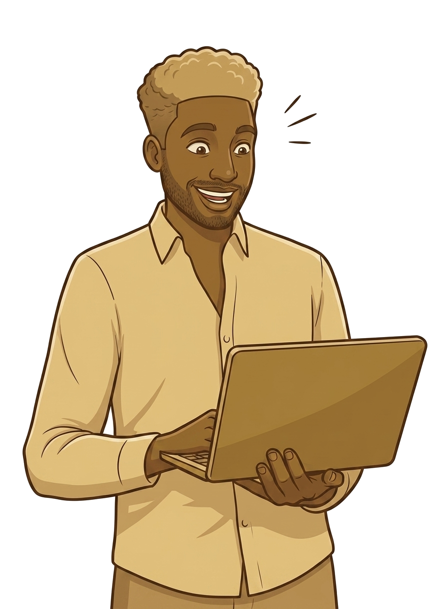Illustration personnage avec laptop